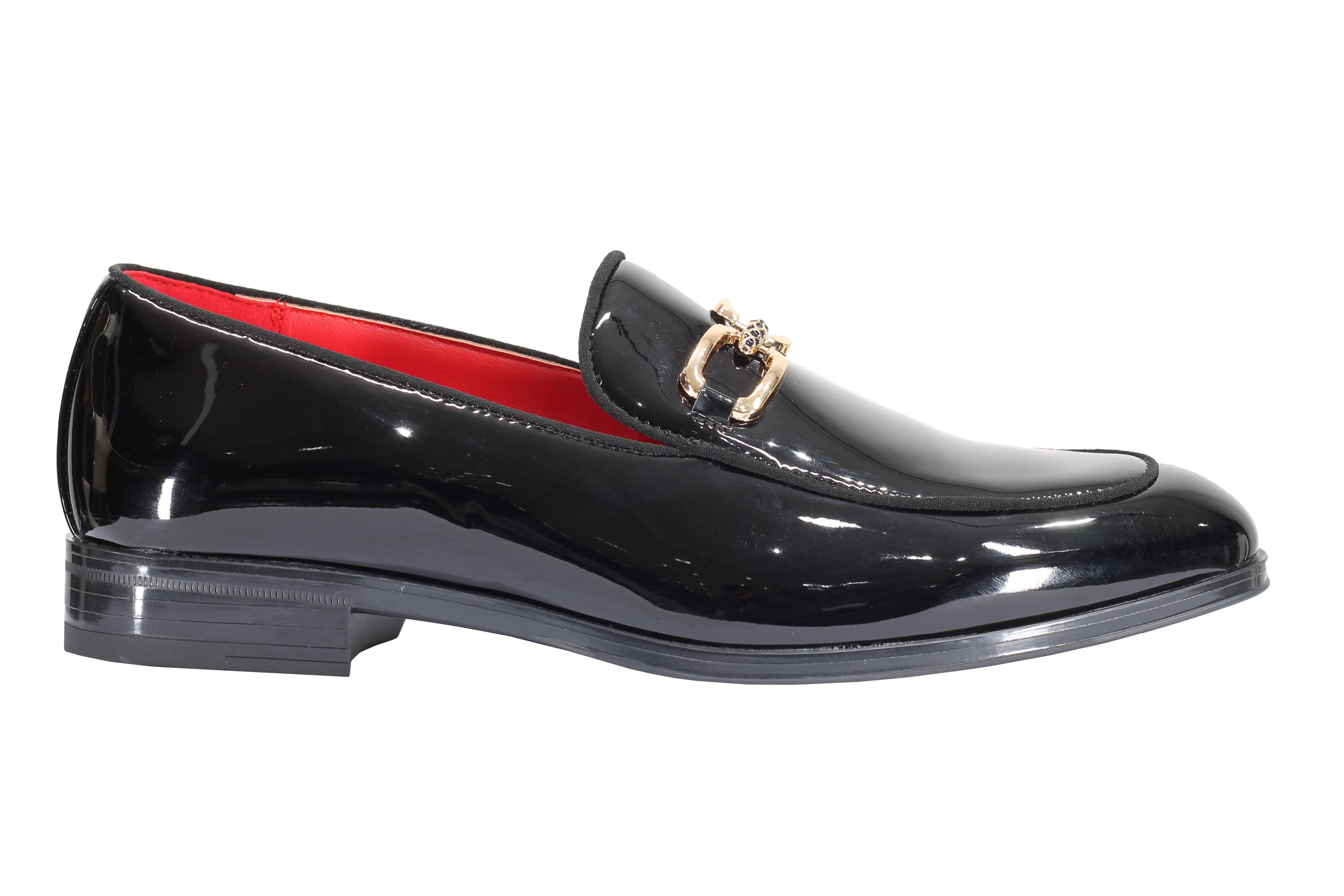 Mens shiny black loafers sale